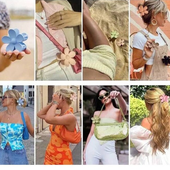 NWT Oversized Flower Power Pink Hair Claw Clip - Picture 5 of 7